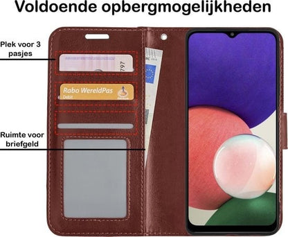 Forterra Samsung A22 5G Hoesje Bookcase Cover met Kaarthouder - Bruin