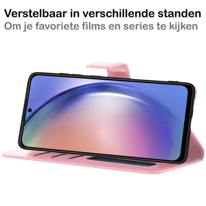 Forterra Samsung A54 Hoesje Bookcase Cover met Kaarthouder - Lichtroze