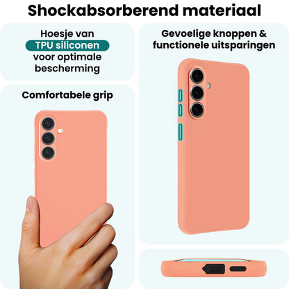 Forterra Samsung A57 Hoesje Siliconen Backcover Lichtgewicht - Perzik