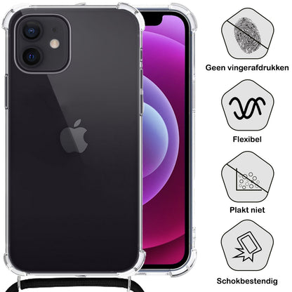 Forterra iPhone 12 Hoesje met Koord Backcover Shockproof - Transparant