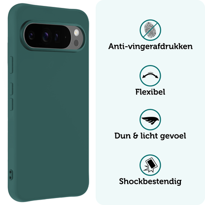 Forterra Google Pixel 10 Pro Hoesje Siliconen Backcover Lichtgewicht - Donkergroen