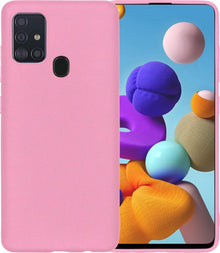 Forterra Samsung A21s Hoesje Siliconen Backcover Lichtgewicht - Lichtroze