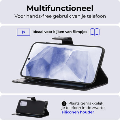 Forterra Samsung A55 Hoesje Bookcase Cover met Kaarthouder - Zwart