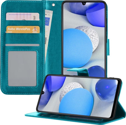 Forterra Samsung A42 Hoesje Bookcase Cover met Kaarthouder - Turquoise