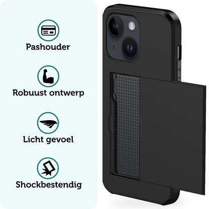 Forterra iPhone 14 Plus Hoesje Kaarthouder Hard Case Shockproof - Zwart