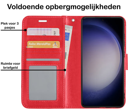 Forterra Samsung S23 Ultra Hoesje Bookcase Cover met Kaarthouder - Rood