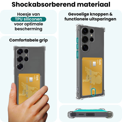 Forterra Samsung S25 Ultra Hoesje Kaarthouder Backcover Shockproof - Transparant