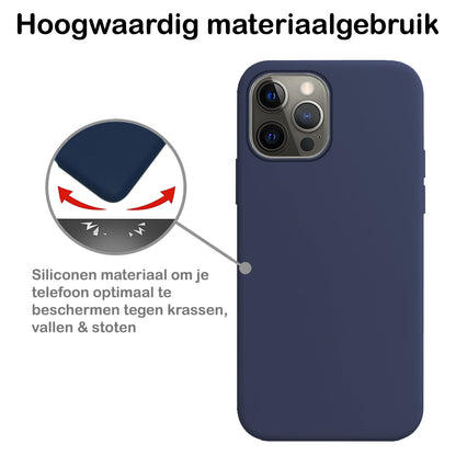 Forterra iPhone 14 Pro Hoesje Siliconen Backcover Lichtgewicht - Donkerblauw
