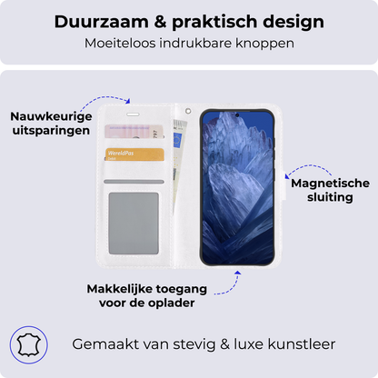Forterra Google Pixel 8a Hoesje Bookcase Cover met Kaarthouder - Wit