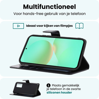 Forterra Samsung A36 Hoesje Bookcase Cover met Kaarthouder - Zwart