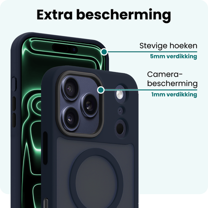 Forterra iPhone 17 Pro Hoesje Geschikt voor Magsafe Backcover Shockproof - Donkerblauw