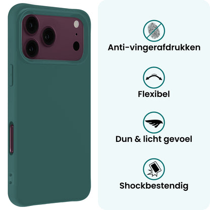 Forterra iPhone 18 Pro Hoesje Siliconen Backcover Lichtgewicht - Donkergroen