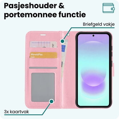 Forterra Samsung A37 Hoesje Bookcase Cover met Kaarthouder - Lichtroze