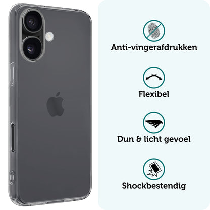 Forterra iPhone 16 Plus Hoesje Siliconen Backcover Lichtgewicht - Transparant