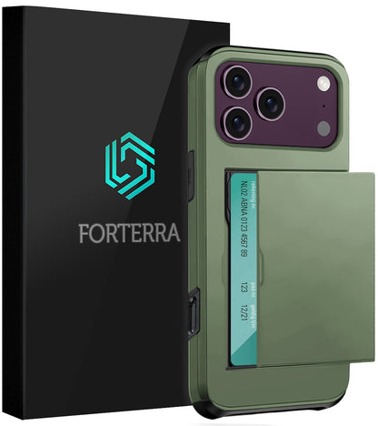 Forterra iPhone 18 Pro Hoesje Kaarthouder Hard Case Shockproof - Donkergroen