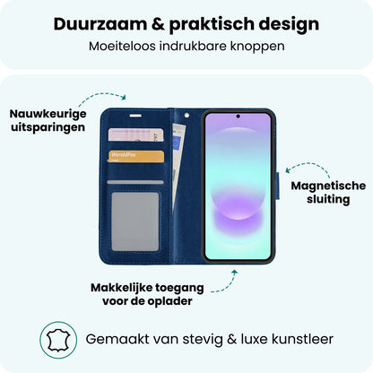 Forterra Samsung A37 Hoesje Bookcase Cover met Kaarthouder - Donkerblauw