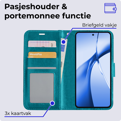Forterra OnePlus Nord CE 4 Hoesje Bookcase Cover met Kaarthouder - Turquoise