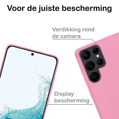 Forterra Samsung S22 Ultra Hoesje Siliconen Backcover Lichtgewicht - Lichtroze