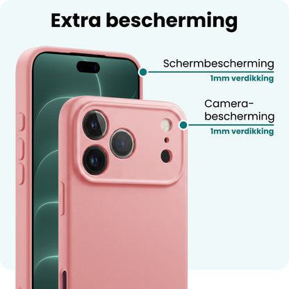 Forterra iPhone 18 Pro Max Hoesje Siliconen Backcover Lichtgewicht - Lichtroze