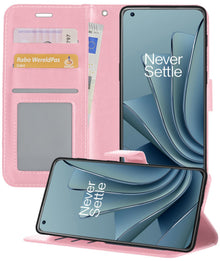 Forterra OnePlus 10 Pro Hoesje Bookcase Cover met Kaarthouder - Lichtroze