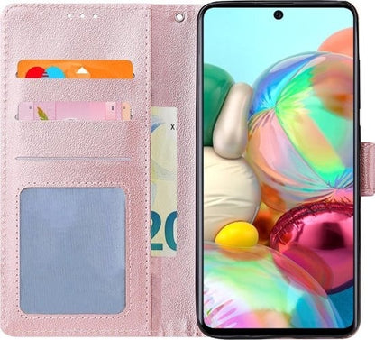 Forterra Samsung A71 Hoesje Bookcase Cover met Kaarthouder - Rosé goud