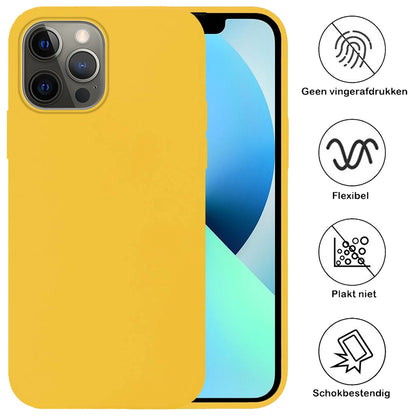 Forterra iPhone 14 Pro Max Hoesje Siliconen Backcover Lichtgewicht - Geel