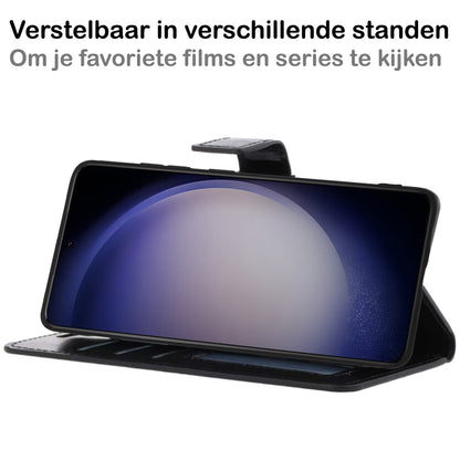 Forterra Samsung S23 Ultra Hoesje Bookcase Cover met Kaarthouder - Zwart