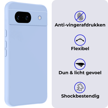 Forterra Google Pixel 8a Hoesje Siliconen Backcover Lichtgewicht - Lichtblauw