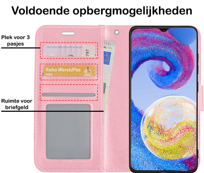 Forterra Samsung A04s Hoesje Bookcase Cover met Kaarthouder - Lichtroze
