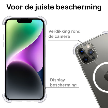 Forterra iPhone 14 Pro Max Hoesje Geschikt voor Magsafe Backcover Shockproof - Transparant