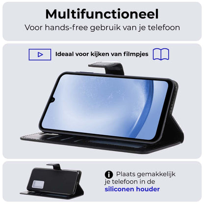 Forterra Samsung A25 Hoesje Bookcase Cover met Kaarthouder - Zwart