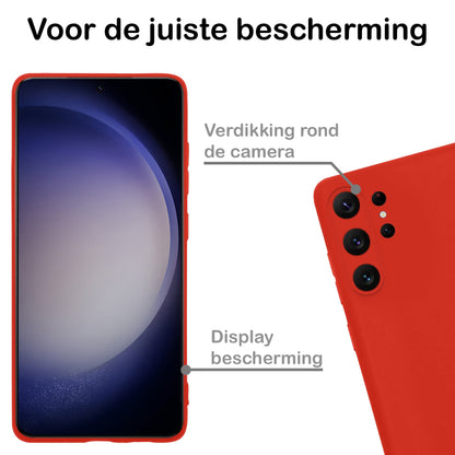 Forterra Samsung S23 Ultra Hoesje Siliconen Backcover Lichtgewicht - Rood