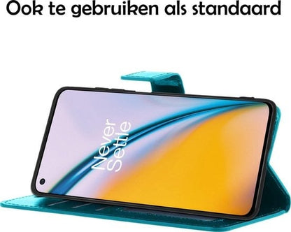Forterra OnePlus Nord 2 Hoesje Bookcase Cover met Kaarthouder - Turquoise