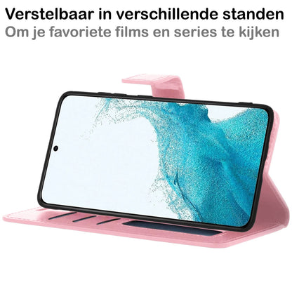 Forterra Samsung S22 Plus Hoesje Bookcase Cover met Kaarthouder - Lichtroze