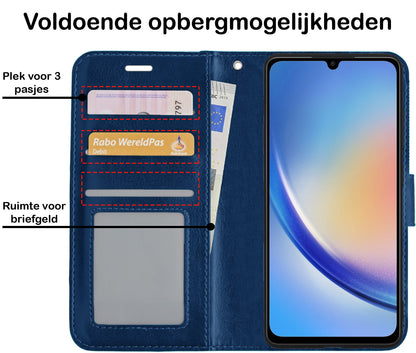 Forterra Samsung A34 Hoesje Bookcase Cover met Kaarthouder - Donkerblauw