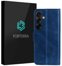 Forterra Samsung S26 Hoesje Bookcase Cover met Kaarthouder - Donkerblauw