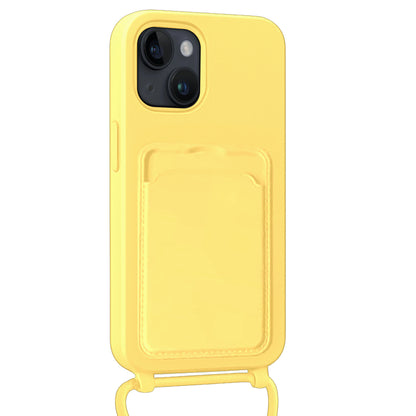 Forterra iPhone 13 Hoesje Met Telefoonkoord en Pasjeshouder Siliconen - Geel