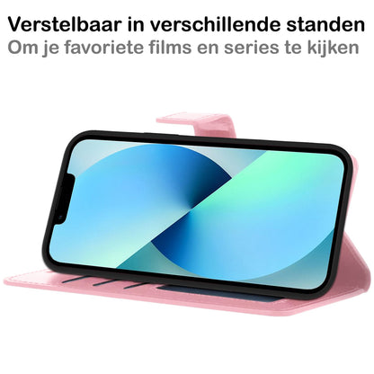 Forterra iPhone 14 Plus Hoesje Bookcase Cover met Kaarthouder - Lichtroze