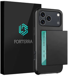 Forterra iPhone 17 Pro Hoesje Kaarthouder Hard Case Shockproof - Zwart