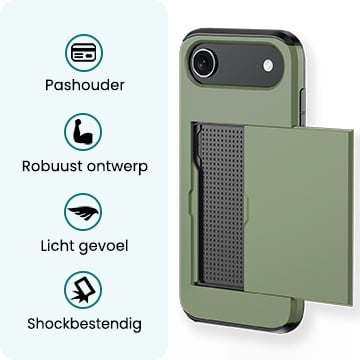 Forterra iPhone Air Hoesje Kaarthouder Hard Case Shockproof - Donkergroen