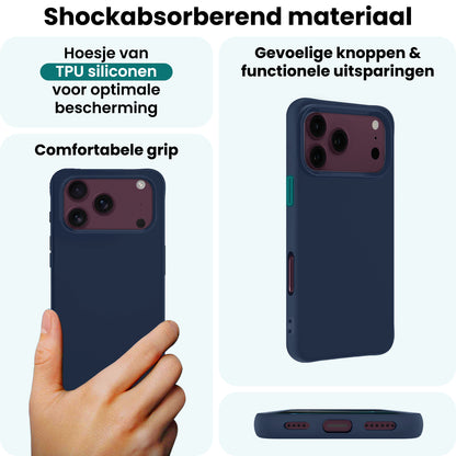 Forterra iPhone 18 Pro Max Hoesje Siliconen Backcover Lichtgewicht - Donkerblauw
