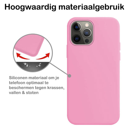 Forterra iPhone 13 Pro Hoesje Siliconen Backcover Lichtgewicht - Lichtroze