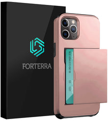 Forterra iPhone 11 Pro Hoesje Kaarthouder Hard Case Shockproof - Rosé goud