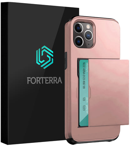 Forterra iPhone 11 Pro Hoesje Kaarthouder Hard Case Shockproof - Rosé goud