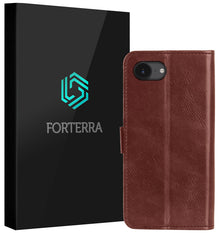 Forterra iPhone 16e Hoesje Bookcase Cover met Kaarthouder - Bruin