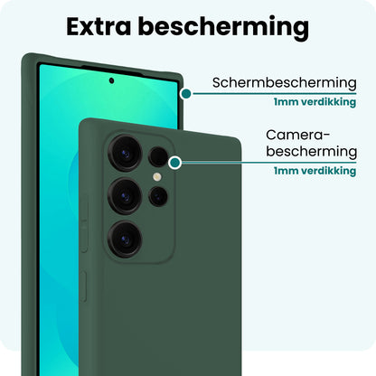 Forterra Samsung S25 Ultra Hoesje Siliconen Backcover Lichtgewicht - Donkergroen