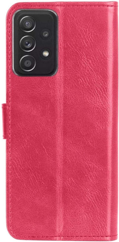 Forterra Samsung A52 5G Hoesje Bookcase Cover met Kaarthouder - Donkerroze