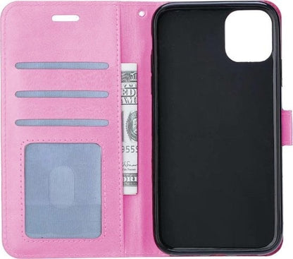Forterra iPhone 11 Pro Max Hoesje Bookcase Cover met Kaarthouder - Lichtroze
