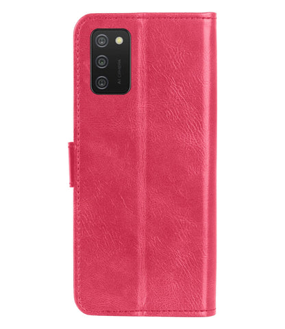 Forterra Samsung A02s Hoesje Bookcase Cover met Kaarthouder - Donkerroze
