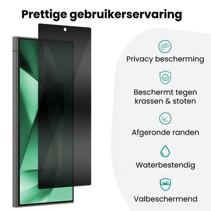 Forterra Privacy Screenprotector Geschikt voor Samsung Galaxy S24 Ultra - Met Installatie Kit - Privacy - Beschermglas - Flexibel Glas - Tempered Glass - Screen Protector